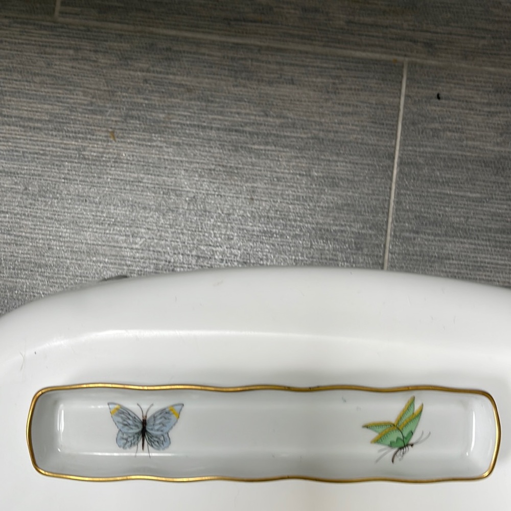 Limoges France vintage tray Butterfly Design - Signed - 8 1/2" Long 1 3/4" Wide
